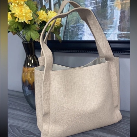 Ulta Beauty pebbled faux leather light brown tan shoulder tote bag NWT - Picture 11 of 16